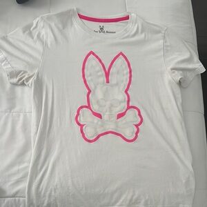Psycho Bunny White and Pink Short Sleeve Tee
